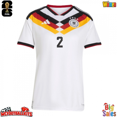 Germany Antonio Rudiger #2 Replica Home Stadium Shirt for Women World Cup 2026 Short Sleeve